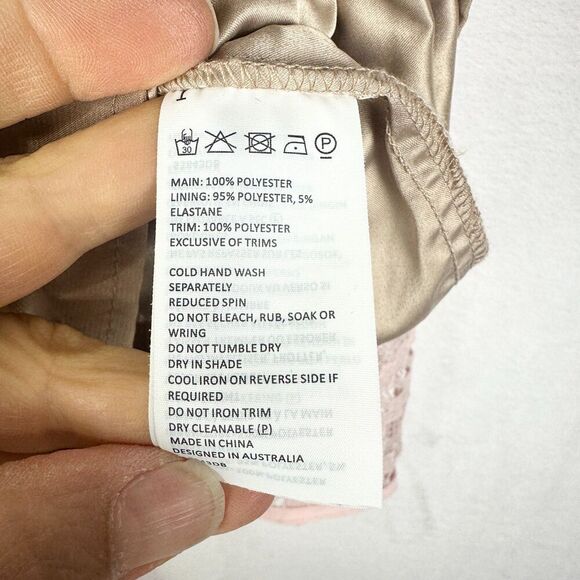 Bardot Imogen Lace Midi Dress Size 10 Pale Blush Cocktail Wedding Guest - Picture 12 of 12